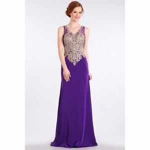 SEXY Purple & Gold Dress 1513
